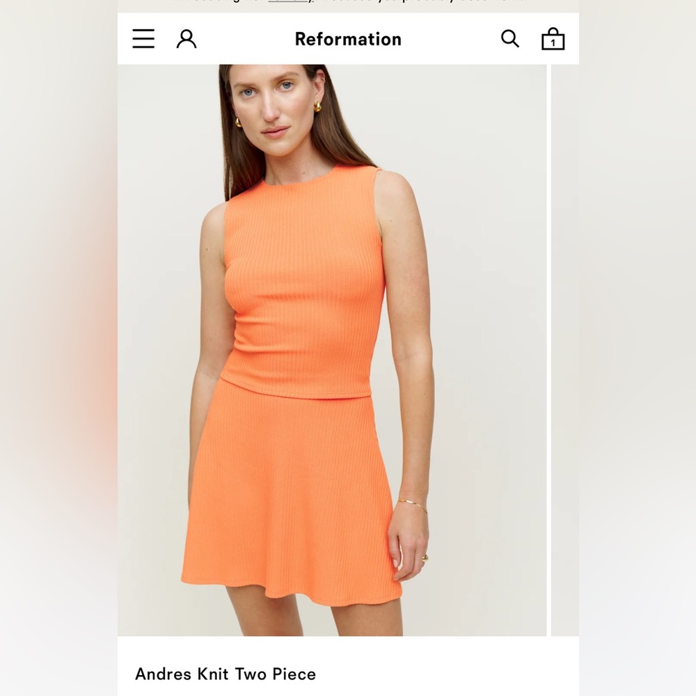 Reformation Andres Knit Two Piece Tangerine - Size S